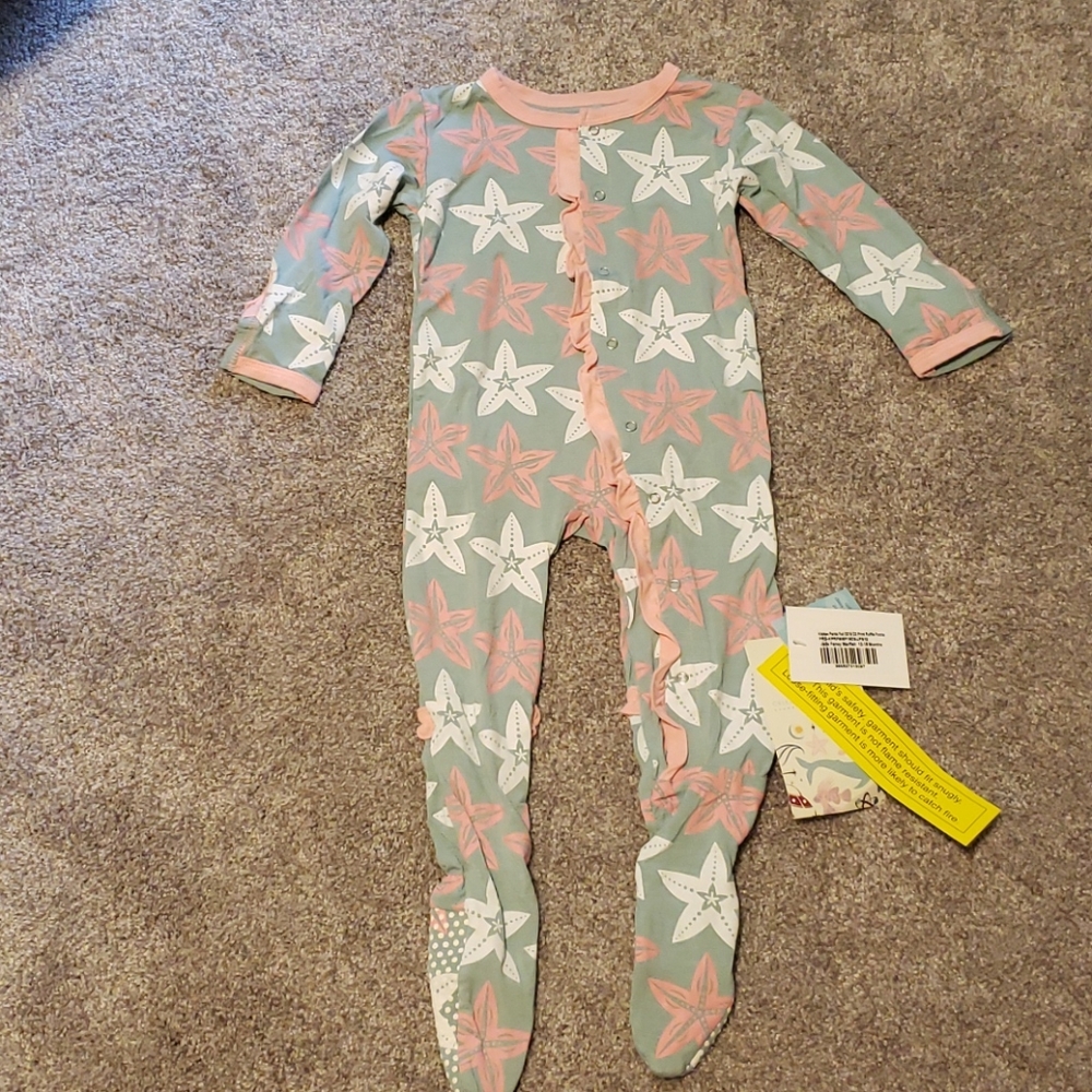 NWT Kickee Pants Starfish Ruffle Footie 12-18 Mo